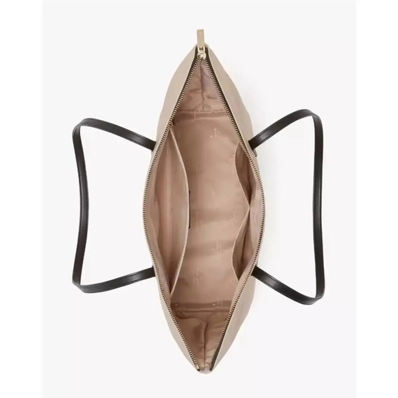 Kate Spade Kitt Colorblock Warm Beige Large Nylon Tote With Dustbag NWT - Picture 4 of 12